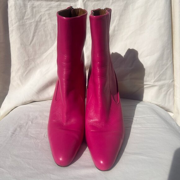 Zara Hot Pink Heeled Boots Booties - Picture 2 of 8